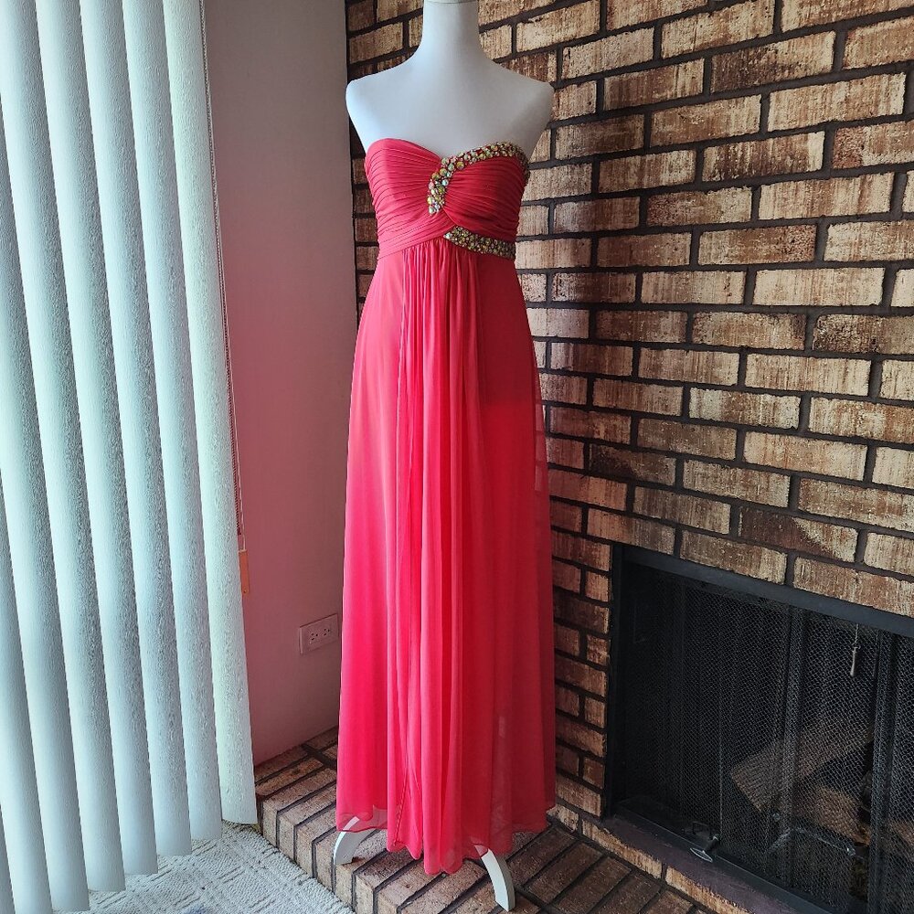 Onyx Nite Beaded Strapless Empire Waist Formal Dress Size 4